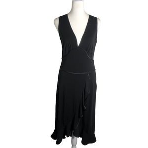 Lillie Rubin vintage retro black sleeveless midi dress. Sz Large